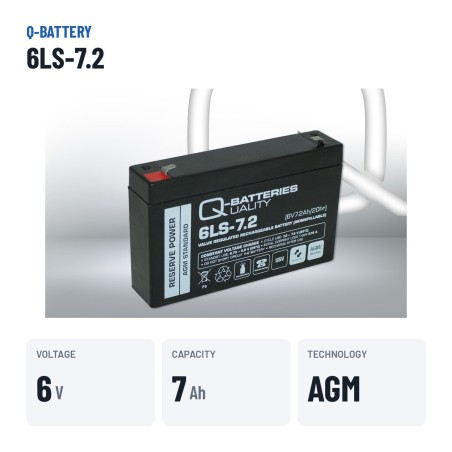 Stationärbatterie USV Q-battery 6LS-7.2 6V 7.2Ah AGM – wichtigste Daten