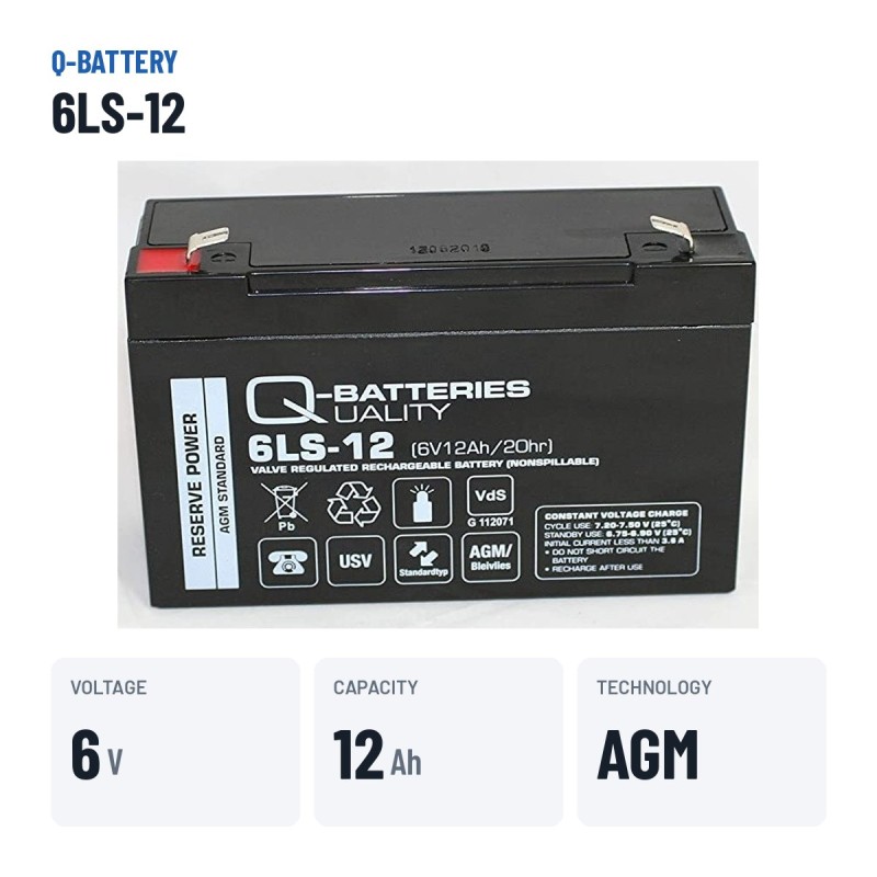 Batteria stazionaria UPS Q-battery 6LS-12 6V 12Ah AGM – dati principali