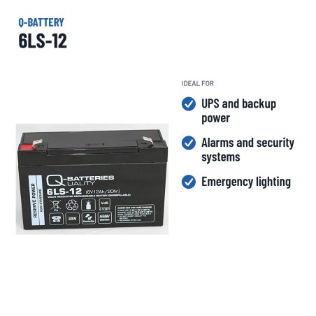 Batteria stazionaria UPS Q-battery 6LS-12 6V 12Ah AGM – usi consigliati