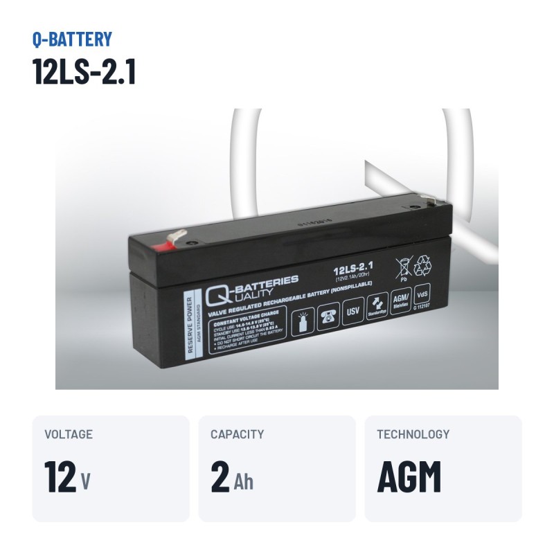 Stationärbatterie USV Q-battery 12LS-2.1 12V 2.1Ah AGM