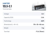 Stationärbatterie USV Q-battery 12LS-2.1 12V 2.1Ah AGM