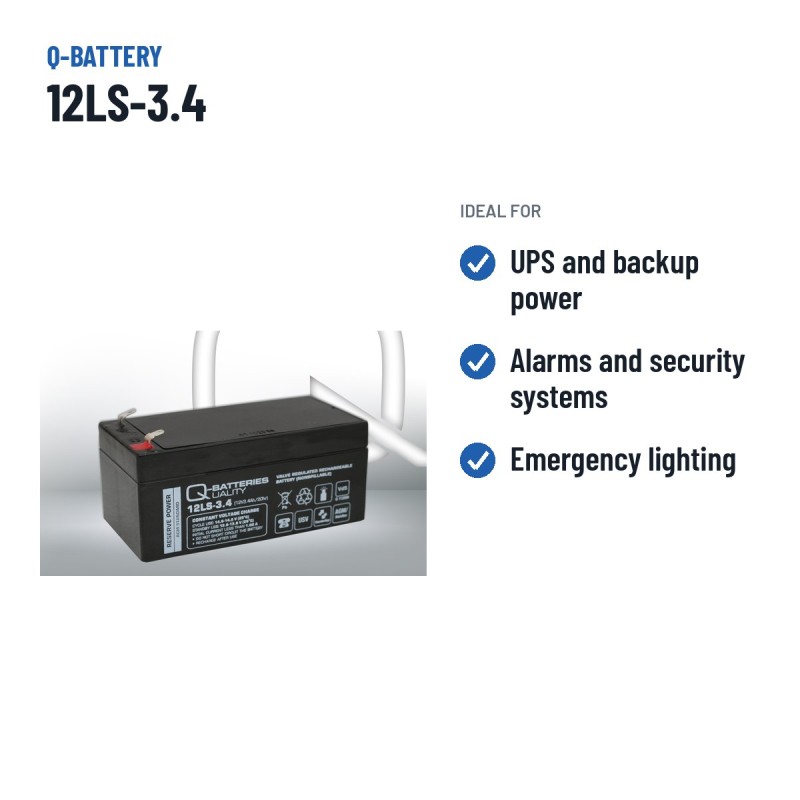 Batterie stationnaire onduleur Q-battery 12LS-3.4 12V 3.4Ah AGM – utilisations recommandées