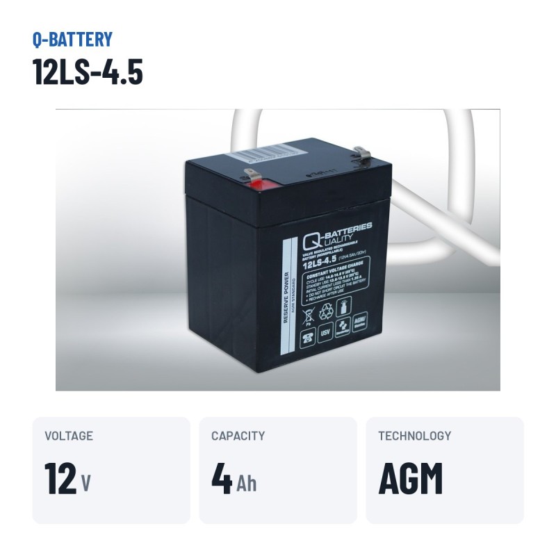 Batterie stationnaire onduleur Q-battery 12LS-4.5 12V 4.5Ah AGM – caractéristiques clés