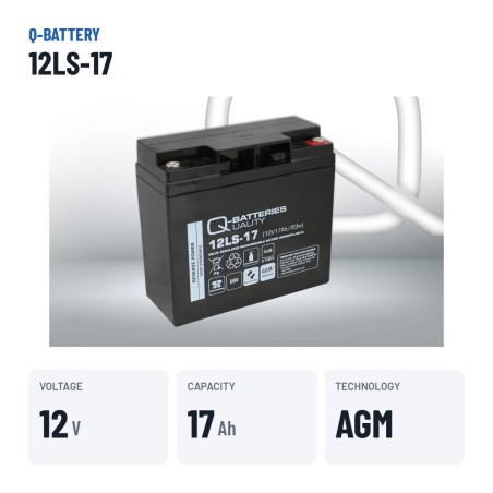 Stationary UPS battery Q-battery 12LS-17 12V 17Ah AGM – key specs