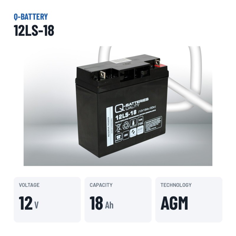 Batería estacionaria SAI/UPS Q-battery 12LS-18 12V 18Ah AGM – datos clave
