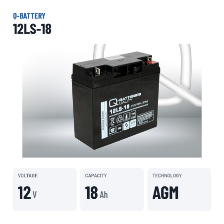 Batterie stationnaire onduleur Q-battery 12LS-18 12V 18Ah AGM – caractéristiques clés