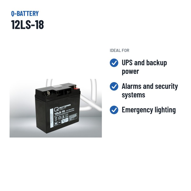 Batterie stationnaire onduleur Q-battery 12LS-18 12V 18Ah AGM – utilisations recommandées