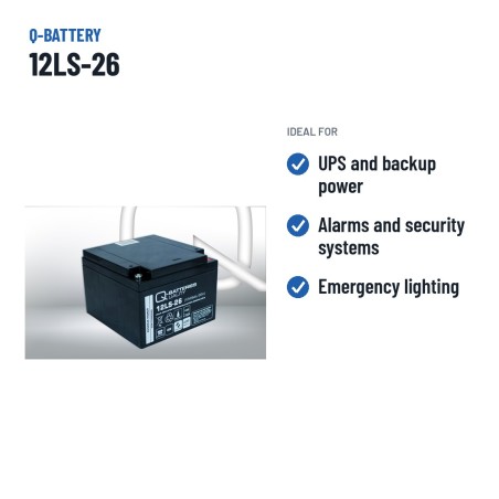 Stationärbatterie USV Q-battery 12LS-26 12V 26Ah AGM – empfohlene Einsatzbereiche