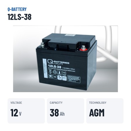 Stationary UPS battery Q-battery 12LS-38 12V 38Ah AGM – key specs