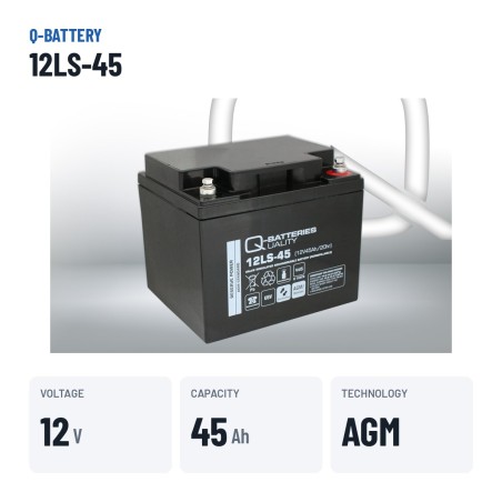 Bateria estacionária UPS Q-battery 12LS-45 12V 45Ah AGM – dados principais