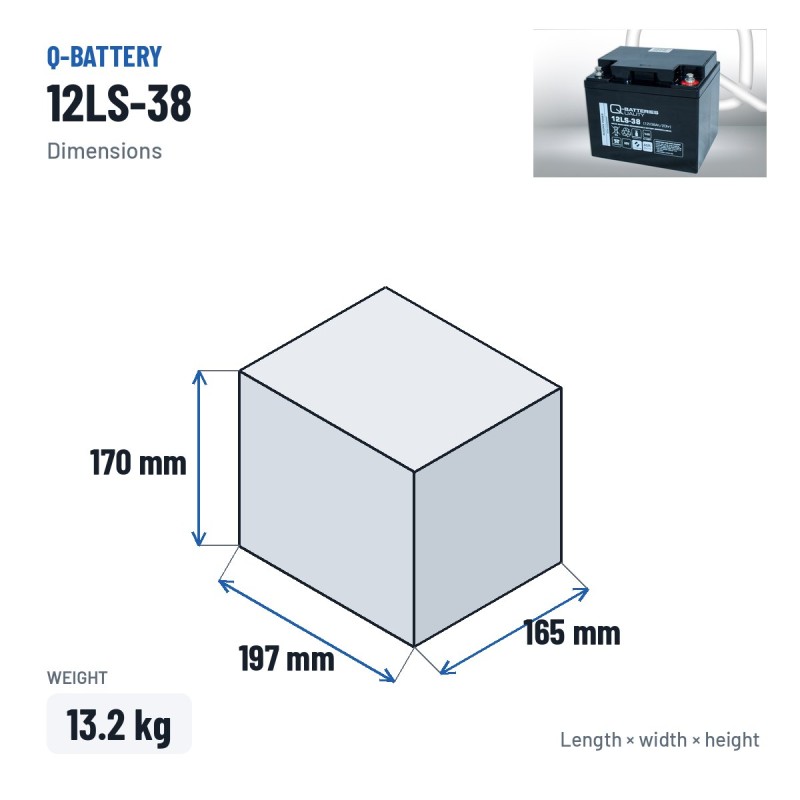 Batterie stationnaire onduleur Q-battery 12LS-38 12V 38Ah AGM