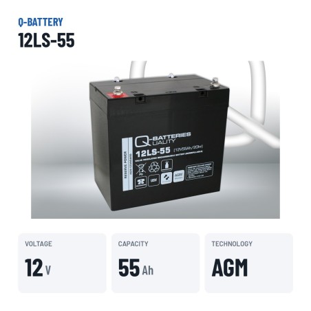 Batteria stazionaria UPS Q-battery 12LS-55 12V 55Ah AGM – dati principali