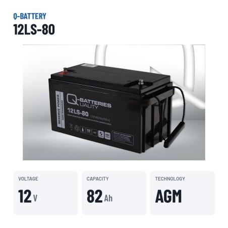 Stationary UPS battery Q-battery 12LS-80 12V 82Ah AGM – key specs