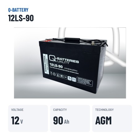 Bateria estacionária UPS Q-battery 12LS-90 12V 90Ah AGM – dados principais