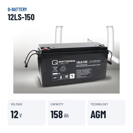 Bateria estacionária UPS Q-battery 12LS-150 12V 158Ah AGM – dados principais