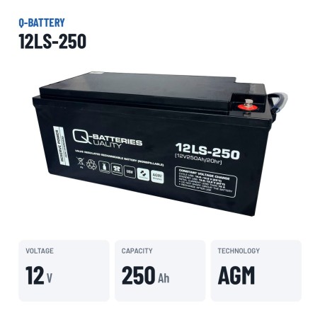 Stationärbatterie USV Q-battery 12LS-250 12V 250Ah AGM – wichtigste Daten