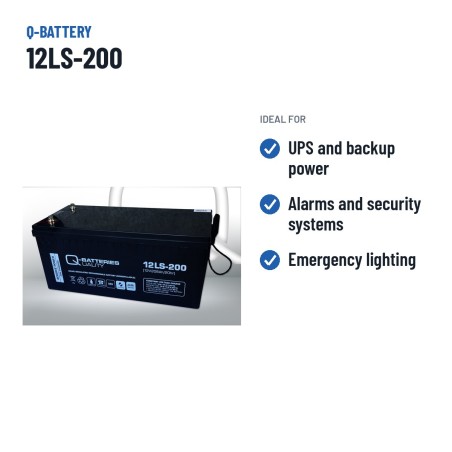 Bateria estacionária UPS Q-battery 12LS-200 12V 208Ah AGM – utilizações recomendadas