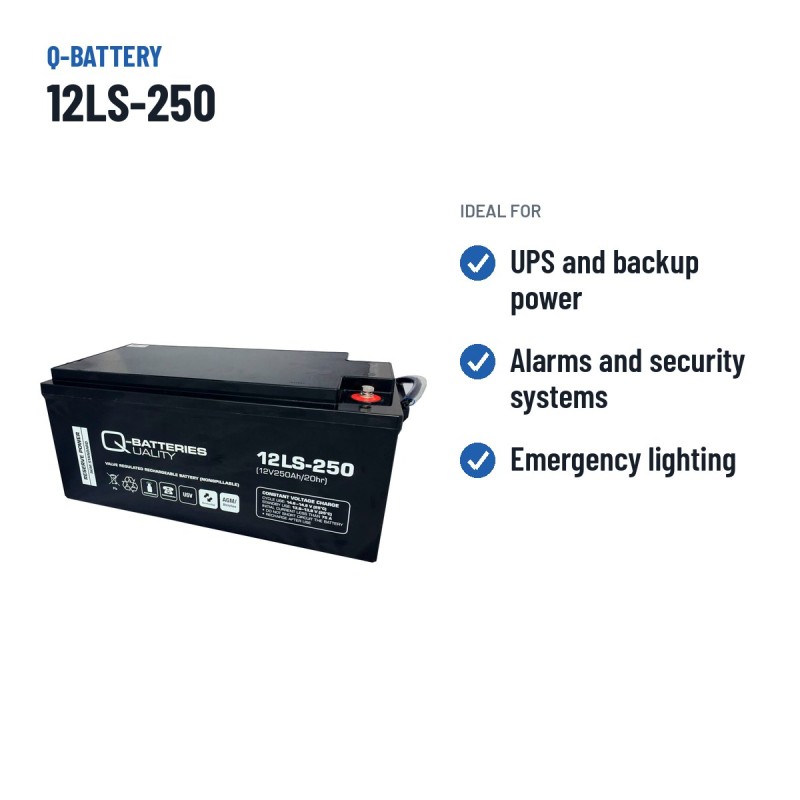 Batteria stazionaria UPS Q-battery 12LS-250 12V 250Ah AGM – usi consigliati