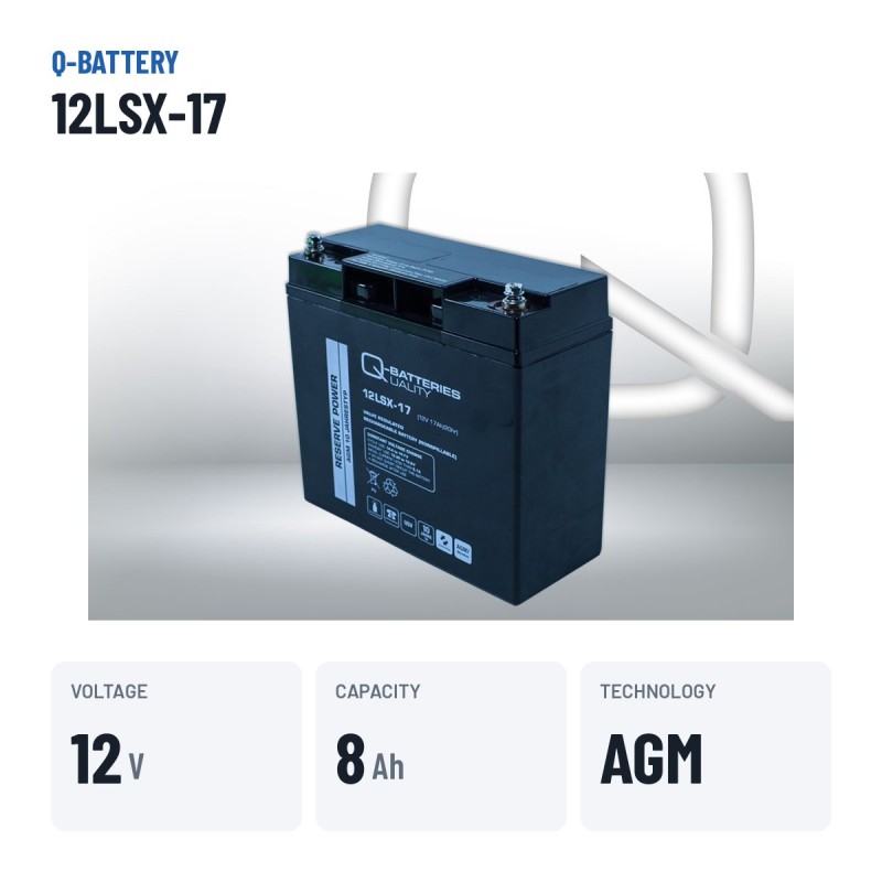 Stationary UPS battery Q-battery 12LSX-17 12V 7.5Ah AGM – key specs
