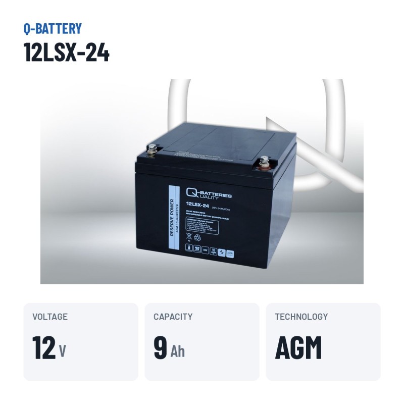 Stationary UPS battery Q-battery 12LSX-24 12V 8.8Ah AGM – key specs