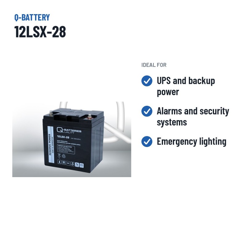 Stationary UPS battery Q-battery 12LSX-28 12V 12Ah AGM