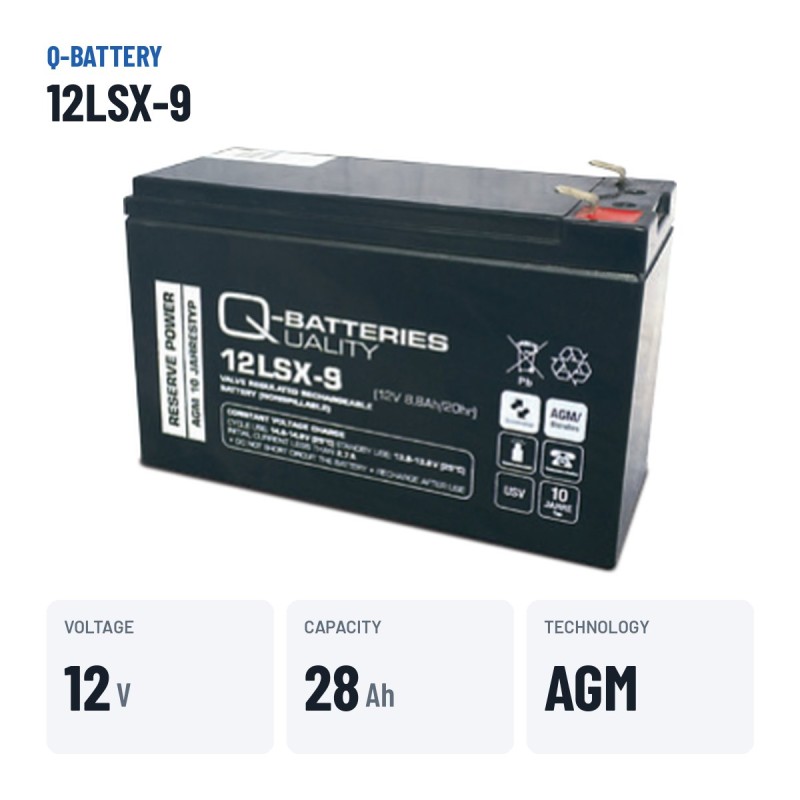 Batteria stazionaria UPS Q-battery 12LSX-9 12V 28Ah AGM – dati principali