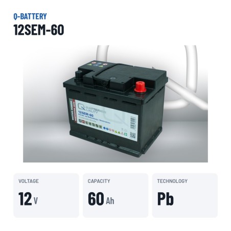 Caravan battery Q-battery 12SEM-60 12V 60Ah – key specs