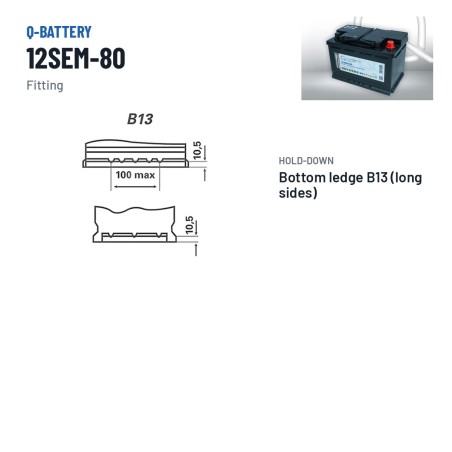 Batterie camping-car Q-battery 12SEM-80 12V 80Ah – bornes et fixation