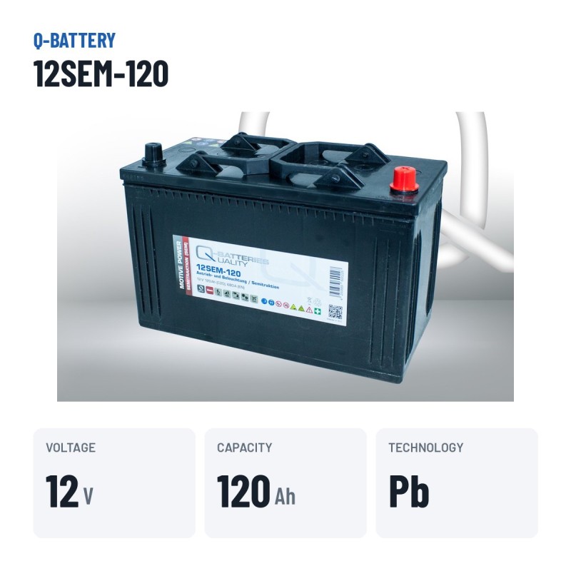 Caravan battery Q-battery 12SEM-120 12V 120Ah – key specs