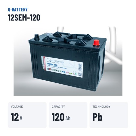 Caravan battery Q-battery 12SEM-120 12V 120Ah – key specs