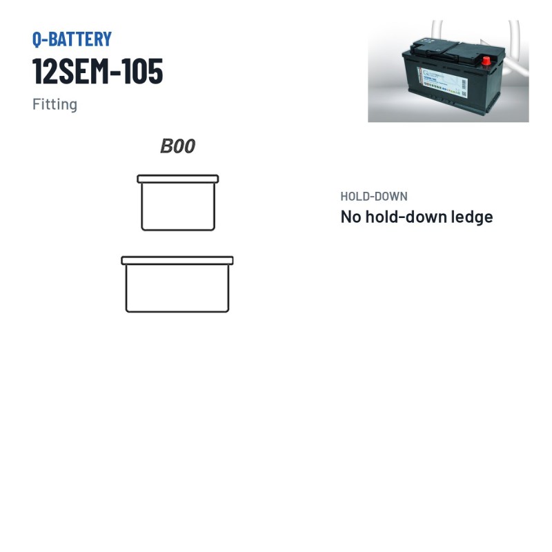 Batteria caravan Q-battery 12SEM-105 12V 105Ah – terminali e fissaggio