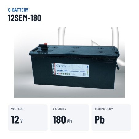 Caravan battery Q-battery 12SEM-180 12V 180Ah – key specs