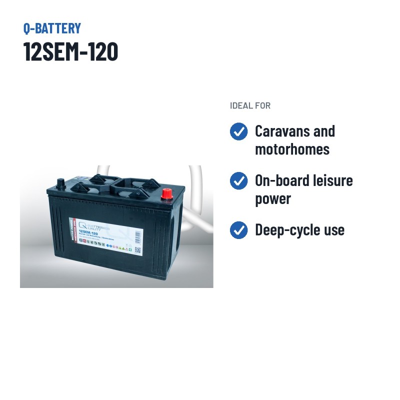 Caravan battery Q-battery 12SEM-120 12V 120Ah – recommended uses