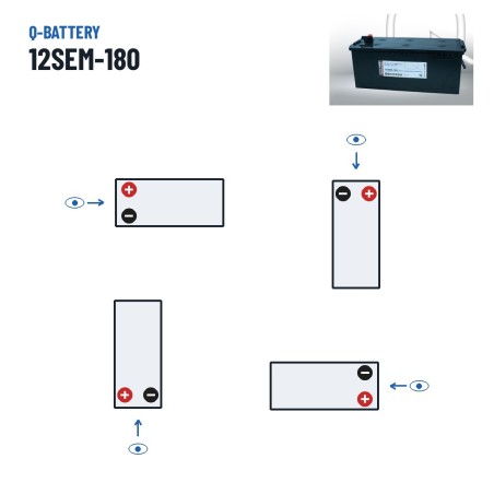 Bateria de caravana Q-battery 12SEM-180 12V 180Ah – polaridade (esquema 3)