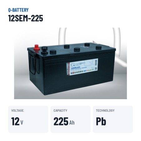 Caravan battery Q-battery 12SEM-225 12V 225Ah – key specs
