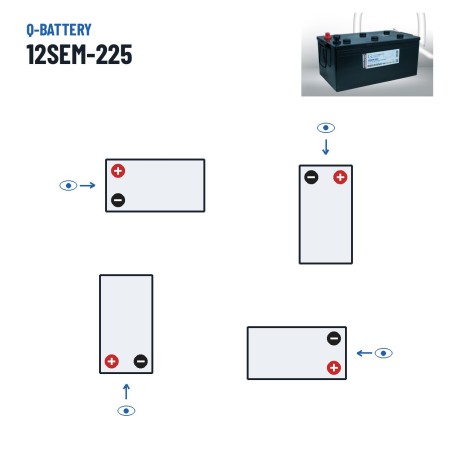 Caravan battery Q-battery 12SEM-225 12V 225Ah – polarity (layout 3)