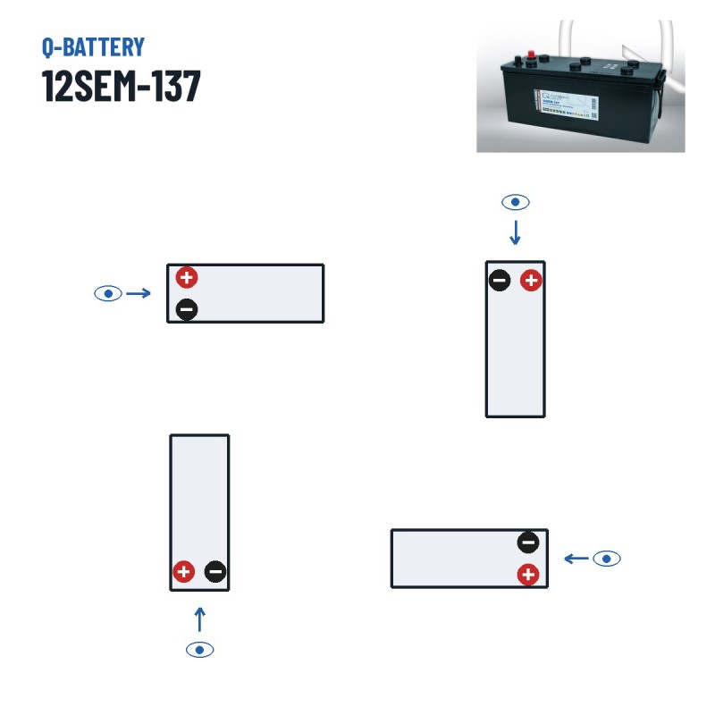 Batería de caravana Q-battery 12SEM-137 12V 137Ah – polaridad (esquema 3)