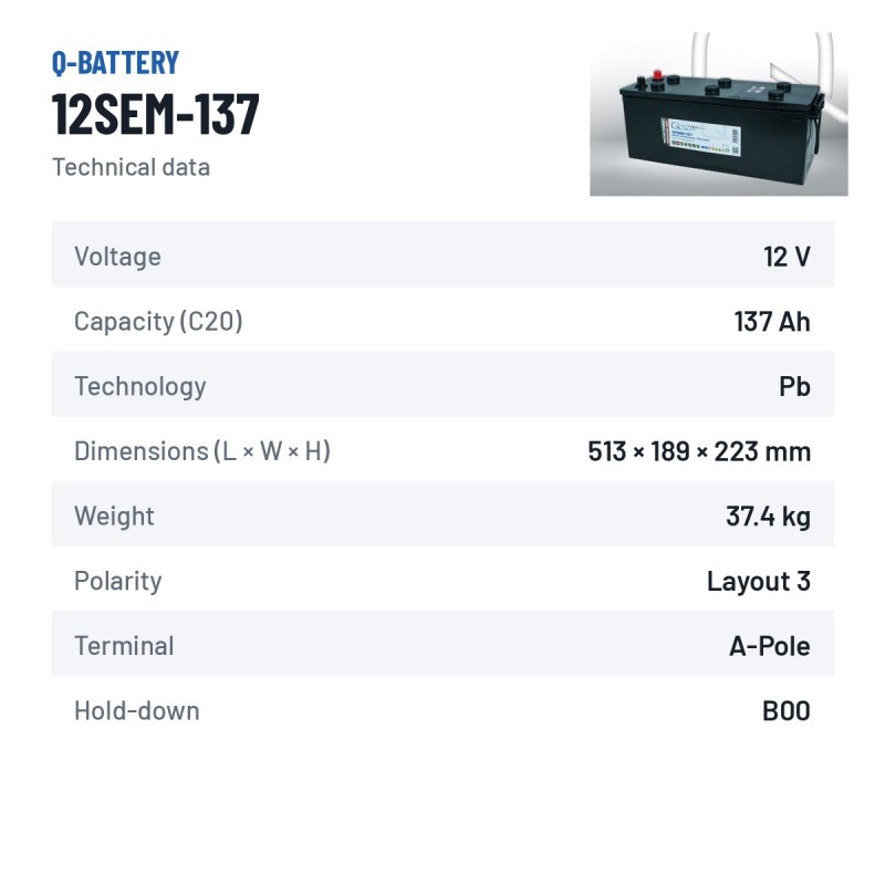 Batería de caravana Q-battery 12SEM-137 12V 137Ah – ficha técnica