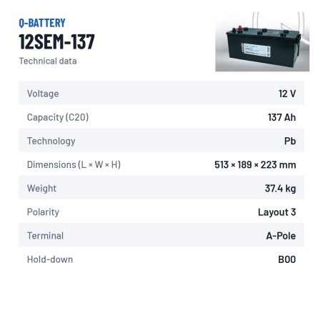Batería de caravana Q-battery 12SEM-137 12V 137Ah – ficha técnica