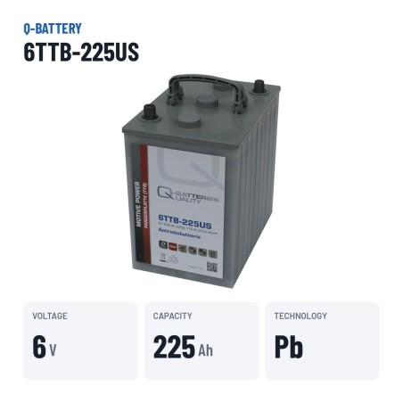 Batería de tracción Q-battery 6TTB-225US 6V 225Ah | baterias.com