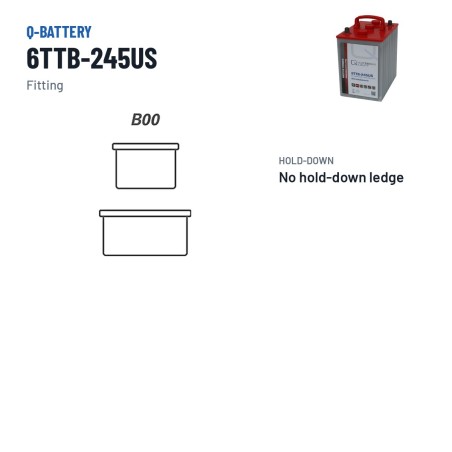 Batteria a trazione Q-battery 6TTB-245US 6V 245Ah – terminali e fissaggio