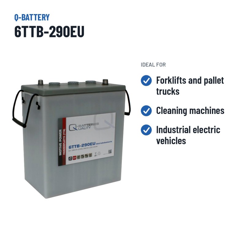 Batería de tracción Q-battery 6TTB-290EU 6V 290Ah – usos recomendados