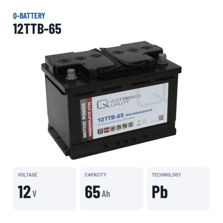 Batterie de traction Q-battery 12TTB-65 12V 65Ah – caractéristiques clés