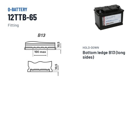 Batterie de traction Q-battery 12TTB-65 12V 65Ah – bornes et fixation