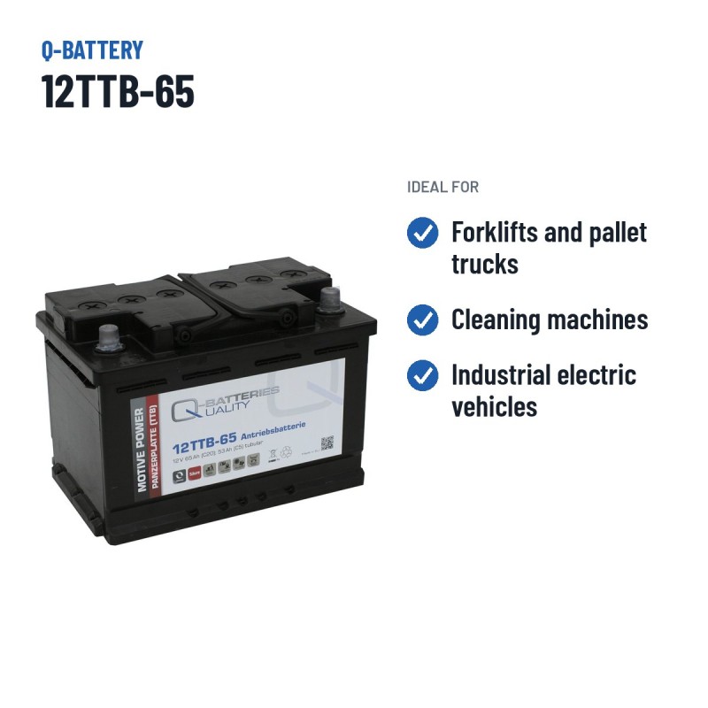 Batterie de traction Q-battery 12TTB-65 12V 65Ah – utilisations recommandées