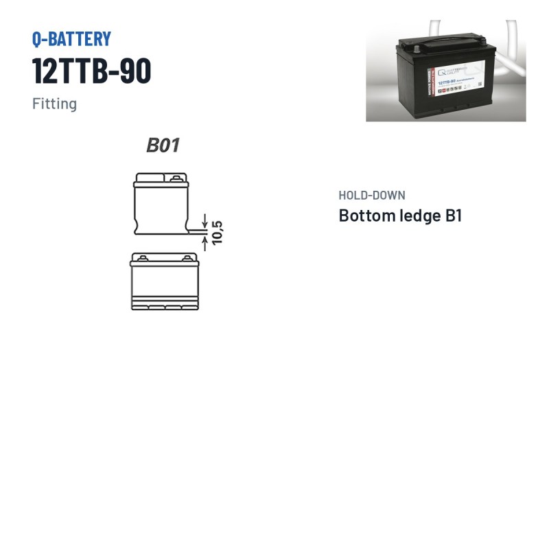 Batteria a trazione Q-battery 12TTB-90 12V 90Ah – terminali e fissaggio