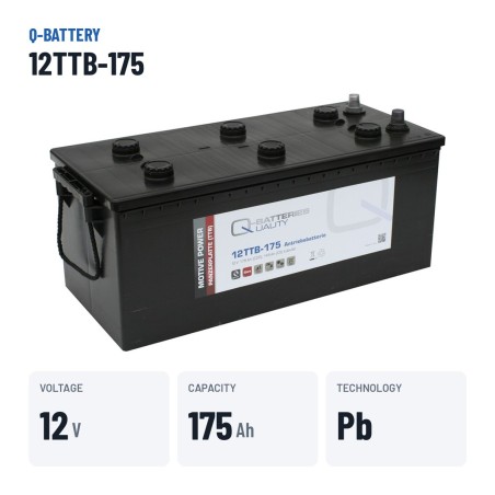 Bateria de tração Q-battery 12TTB-175 12V 175Ah – dados principais