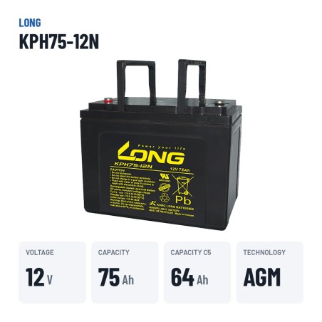 Stationärbatterie USV Long KPH75-12N 12V 75Ah AGM – wichtigste Daten