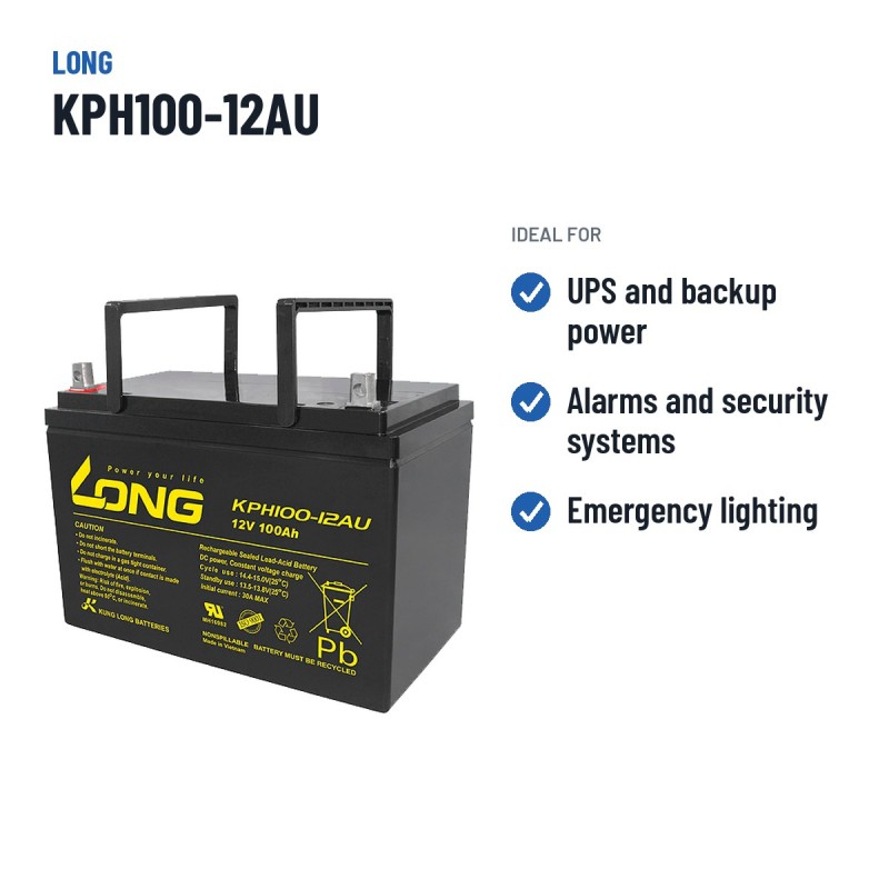 Batterie stationnaire onduleur Long KPH100-12AU 12V 100Ah AGM – utilisations recommandées