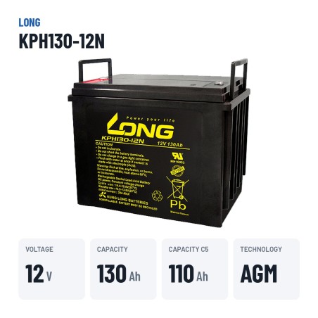 Batteria stazionaria UPS Long KPH130-12N 12V 130Ah AGM – dati principali